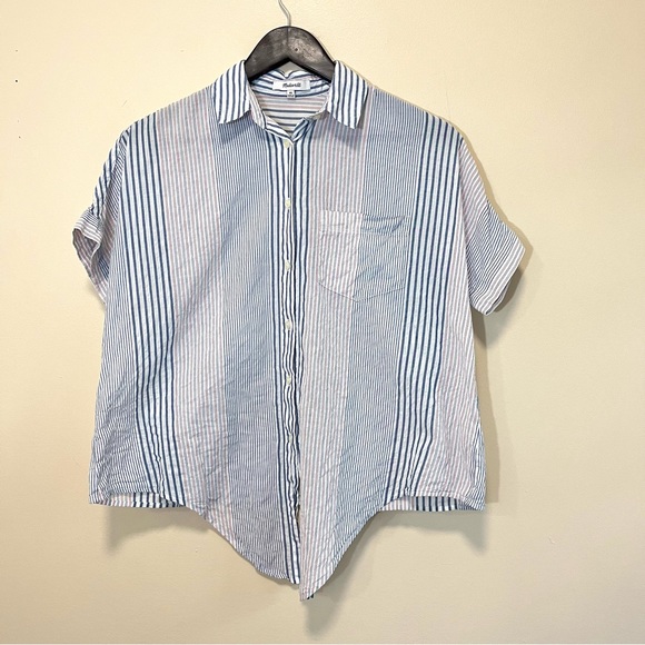 Madewell Short Sleeve Tie Front Shirt in Rawley Stripe - Picture 3 of 14